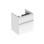 Mueble bajo Geberit serie Smyle Square para lavabo, con dos cajones. Cuerpo y frontal: blanco/cubierto de alto brillo